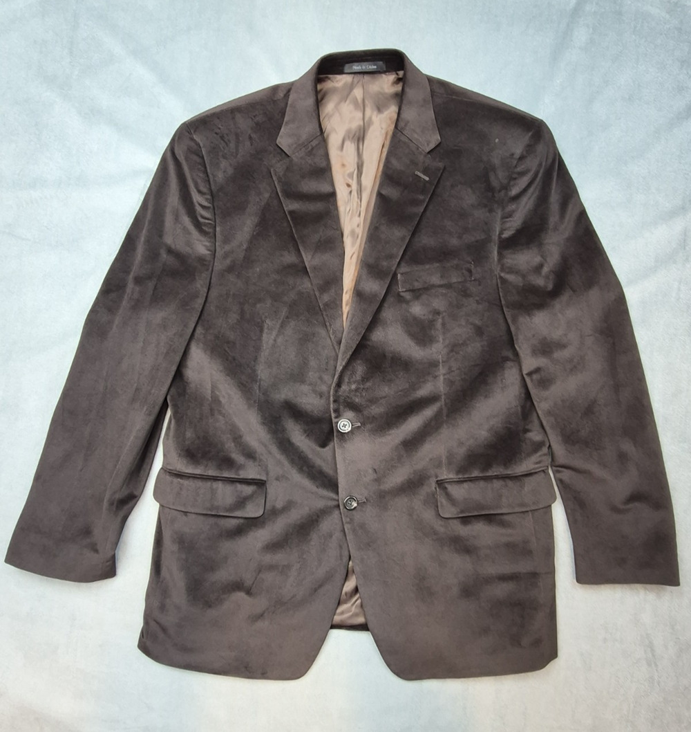 Chaps Sport Coat Blazer Mens Size 44L Brown Faux Suede Formal Pockets Office